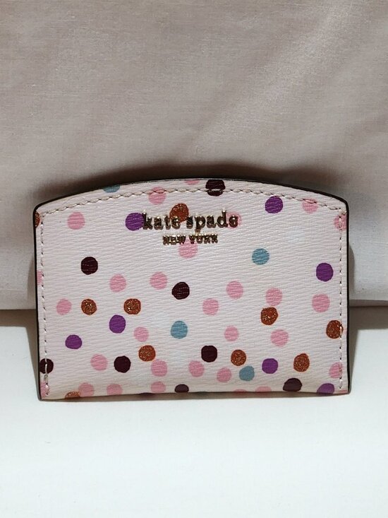 kate spade Accessories - Kate Spade card case multi color polka dots VGUC